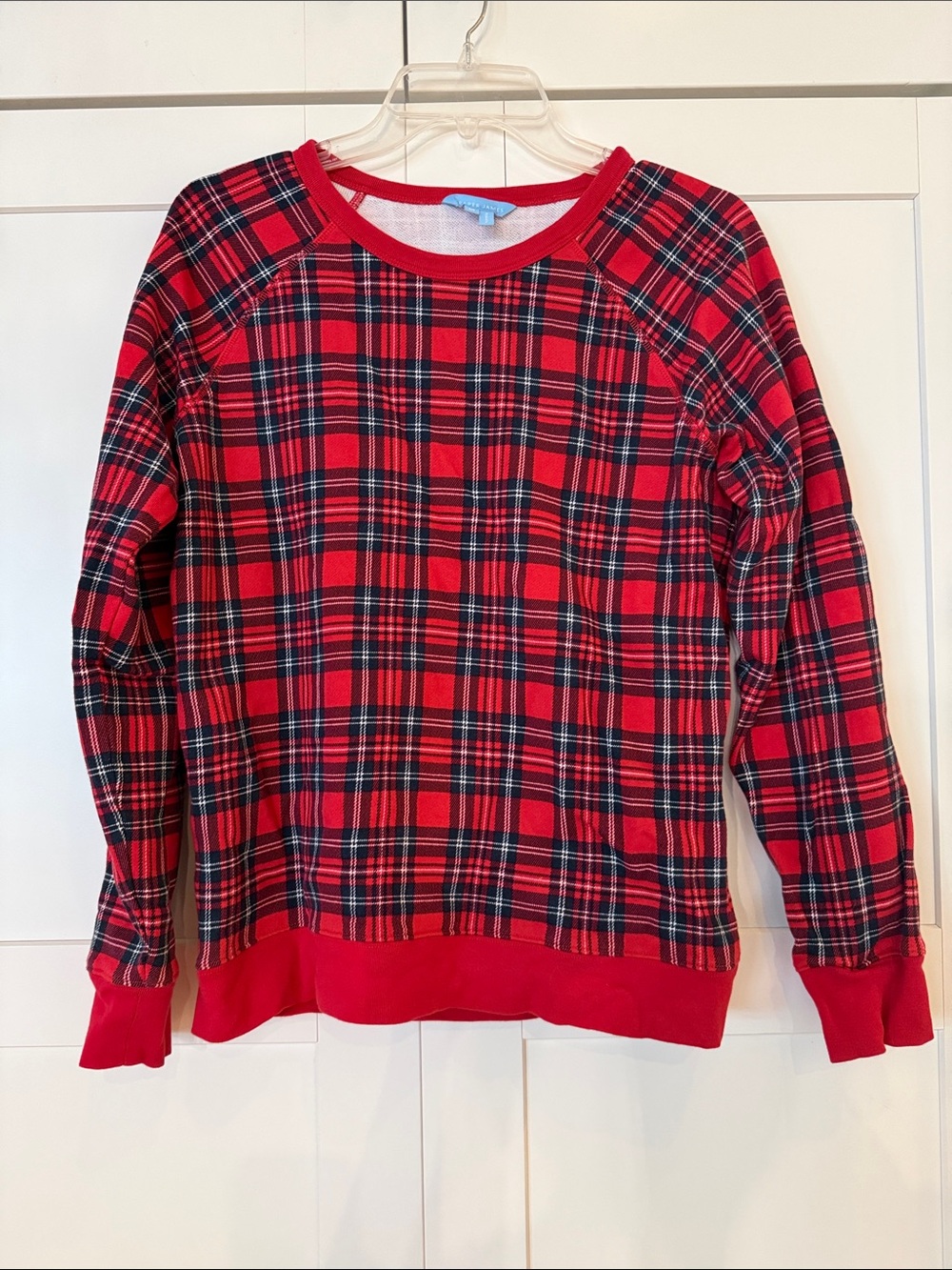 Draper James Red Plaid Crewneck Top